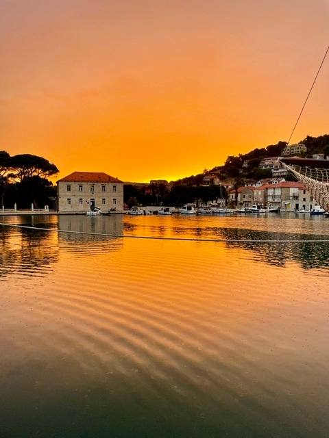 Sunset in Jesla Old Town on the Dalmatian Island of Hvar in Croatia