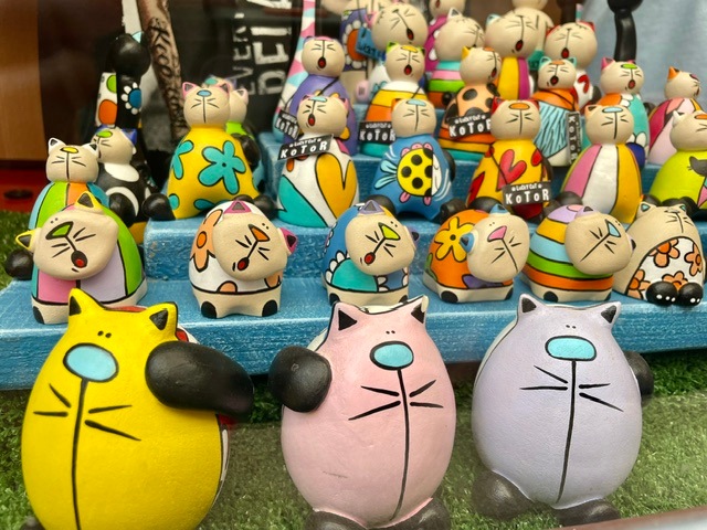 Cat souvenirs in Historic Old Town of Kotor, Montenegro