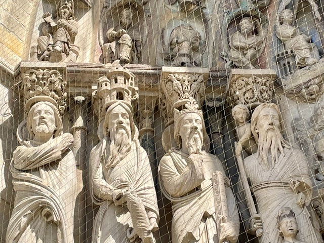 Statues on cathedral in Senlis, France