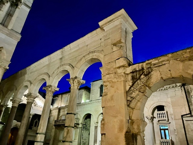 Split, Croatia - Diocletian's Palace lit up at night